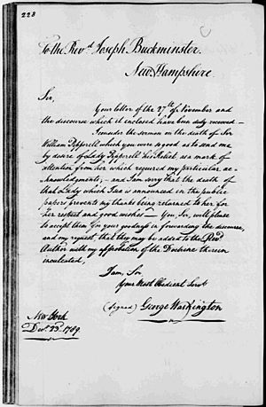 George Washington letter William Pepperrell funeral sermon