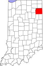 Map of Indiana highlighting Allen County