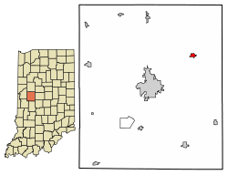 Location of Darlington in Montgomery County, Indiana.