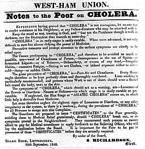 Note to the Poor on Cholera 1848 West Ham