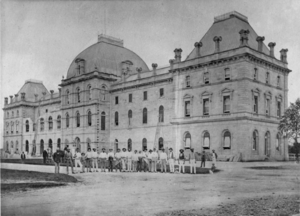 Queensland State Archives 3376 Parliament House erection of balconies on George Street frontage c 1878