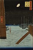 Ando Hiroshige - Moon over Ships Moored at Tsukuda Island from Eitai Bridge - Google Art Project