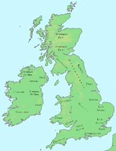 British Isles 7C kingdoms with Bernicia and Deira