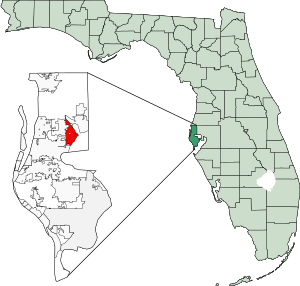 Map of Florida highlighting Safety Harbor
