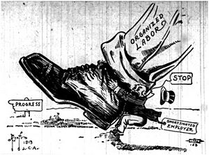 Political Cartoon -- Organized Labor Progress Seattle Union Record 11-01-1913