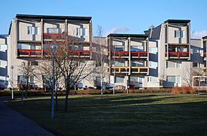 Residential area Brittgården, designed by architect Ralph Erskine.