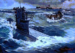 SS Merisaar's lifeboat approaching U-99