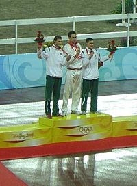 2008 Olympic Modern pentathlon men - medal ceremony.JPG