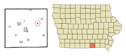 Location of Udell, Iowa
