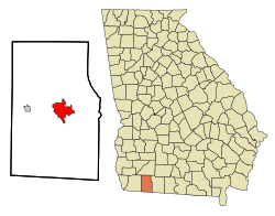Location in Grady County and the state of Georgia