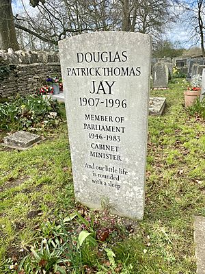 Grave of Douglas Jay at the Church of Saint Kenelm, Minster Lovell, April 2022