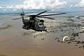 Helicopter over flooded Central Mozambique