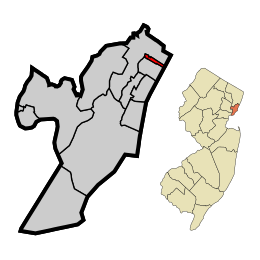 Location of Guttenberg within Hudson County and the state of New Jersey