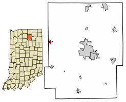 Location of Etna Green in Kosciusko County, Indiana.