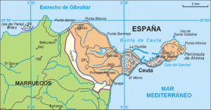 Location of Benzú within Ceuta