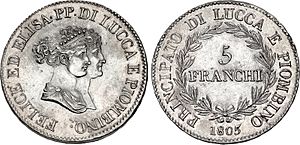 Principato di Lucca e Piombino - 5 Franchi 1805