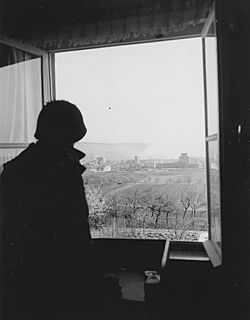 SC 335304 - A 7th U.S. Army soldier of the 100th Division looks out of O.P. overlooking the German city of Heilbronn. 9 April, 1945. (52232171967).jpg