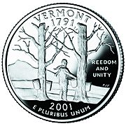Vermont quarter, reverse side, 2001