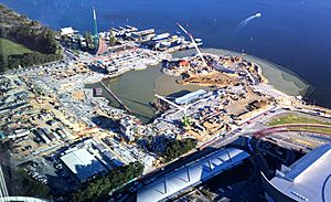 Aerial view of Elizabeth Quay Construction October 2015, Perth, Western Australia