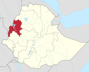 Map of Ethiopia showing Benishangul-Gumuz Region