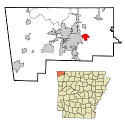 Location in Benton County and the state of Arkansas
