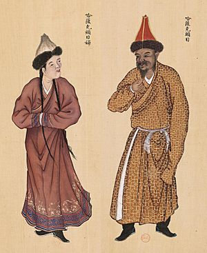 Huang Qing Zhigong Tu, 1769, Kazakh leader and his wife