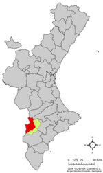 Location of Villena in the Valencian Community