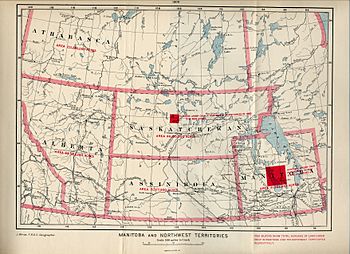 A 1900 map showing the District of Saskatchewan at its greatest extent