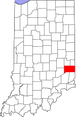 Map of Indiana highlighting Franklin County
