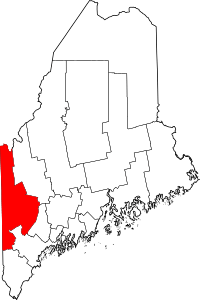 Map of Maine highlighting Oxford County