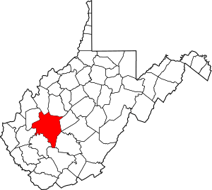 Map of West Virginia highlighting Kanawha County