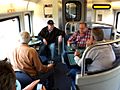 Passengers in Amtrak lounge car of San Joaquin (train) 2014