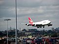 Qantas 747 landing at Sydney Airport