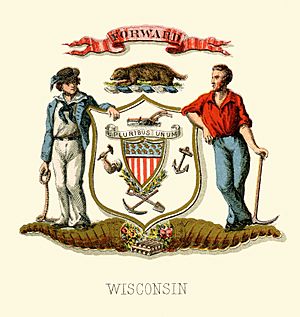 Wisconsin state coat of arms (illustrated, 1876)