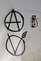 Anarchist and Ecological Symbols - Graffiti - Lisbon, Portugal (4633434450)
