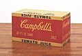 Campbell's Tomato Juice Box. 1964. Synthetic polymer paint and silkscreen ink on wood