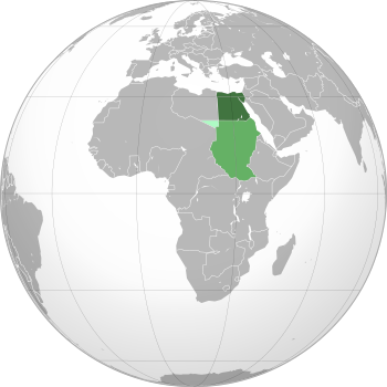 Green: Sultanate of EgyptLight green: Anglo-Egyptian Sudan condominiumLightest green: Ceded from Anglo-Egyptian Sudan to Italian Libya in 1919