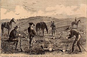 Harper's weekly (1867) (14803001693) Discovering the remains of Lieutenant Kidder and ten of his men (cropped)