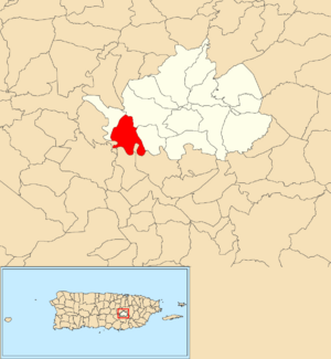 Location of Honduras within the municipality of Cidra shown in red