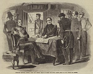 Interview between Admiral Lyons and Admiral Bruat on Board the Royal Albert, prior to the attack on Kinburn - Illustrated Times 1855