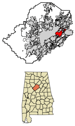 Location of Irondale in Jefferson County, Alabama.