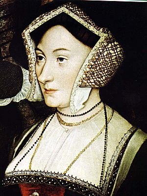 Portrait of Margaret Roper, from a 1593 reproduction of a now-lost Hans Holbein portrait of all of the women of Thomas More's family.