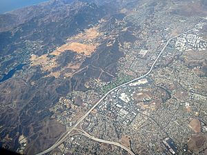 Oaks Mall and surrounding area near Highway 101 and 23 in Thousand Oaks, California
