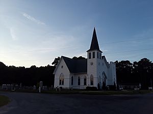 Red Bank Baptist Church at dusk