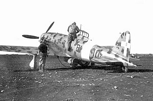 An Italian pilot about to enter into a Macci 202 during the battle