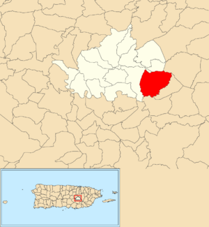 Location of Beatriz within the municipality of Cidra shown in red