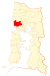 Location of Los Muermos commune in Los Lagos Region