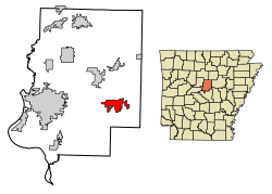 Location of Vilonia in Faulkner County, Arkansas.