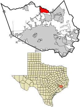 Location in Harris County and the state of Texas