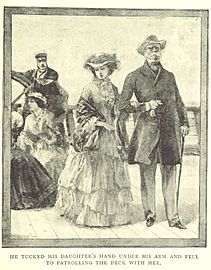 He tucked his daughters hand under his arm-illustration by wh overend for a strange elopement by w clarke russell